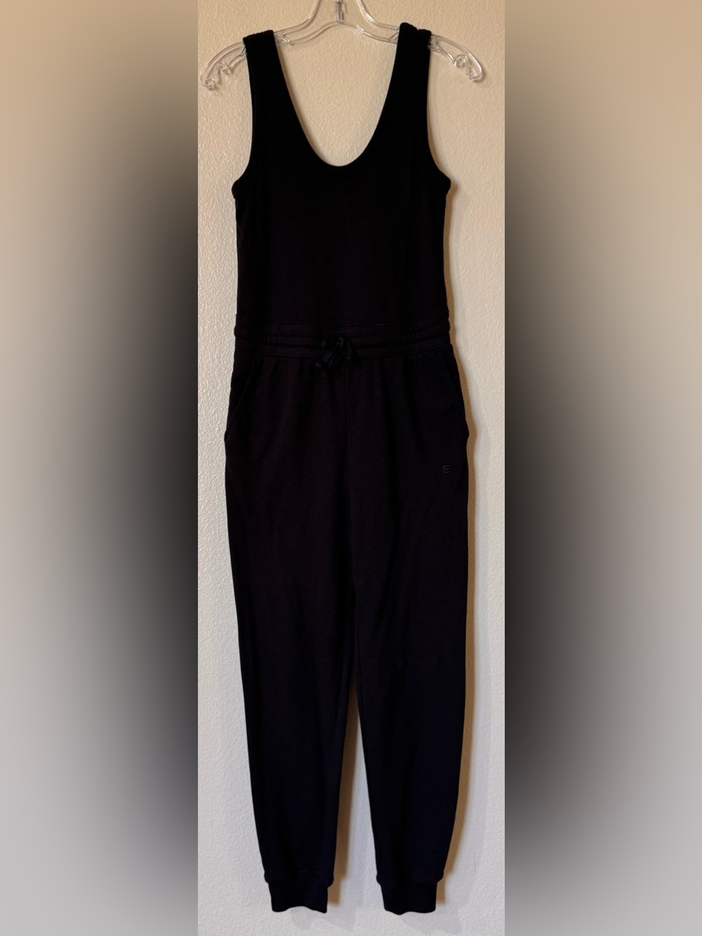 Everlane The Organic Cotton Track Jumpsuit Black French Terry Jogger Small